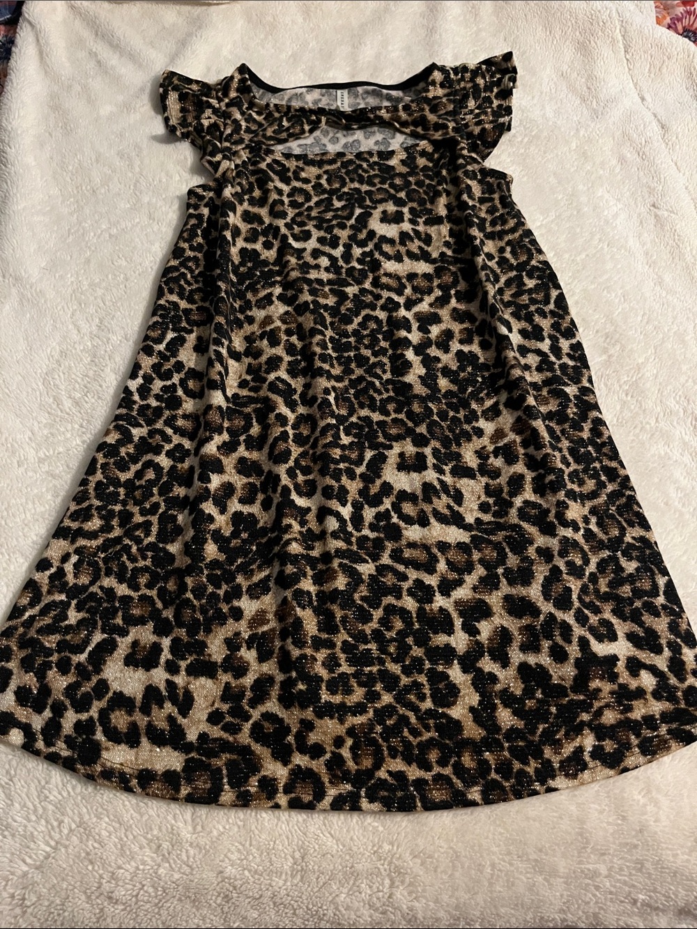 Emerald Leopard Print Ruffle Shoulder Dress - Black & Brown